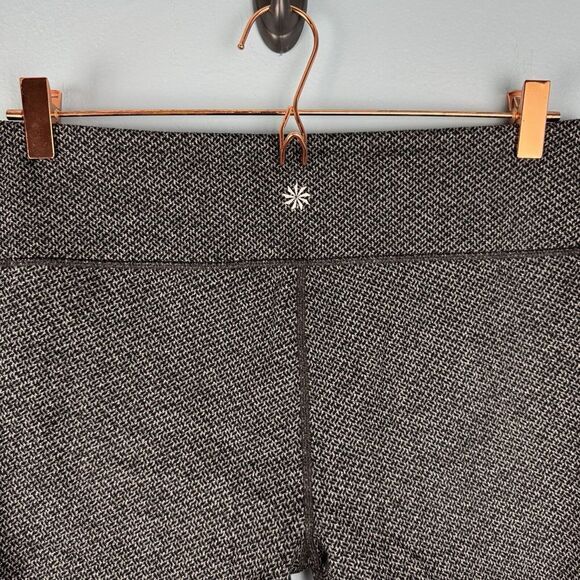 Athleta Womens Large Chaturanga 7/8 Crop Legging Pants Charcoal Gray Herringbone - Picture 4 of 6